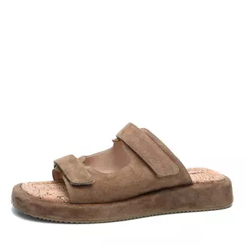 Коричневые шлепанцы из натурального велюра