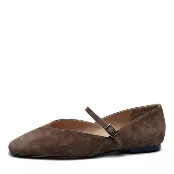 Коричневые туфли Мэри Джейн из натурального велюра