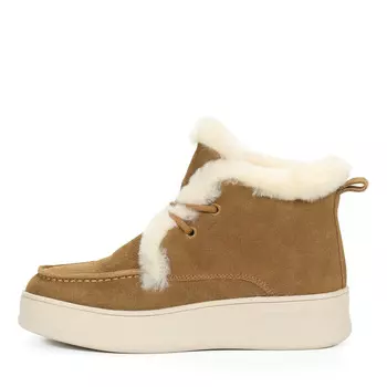 Коричневые утепленные ботинки из гидрофобного велюра