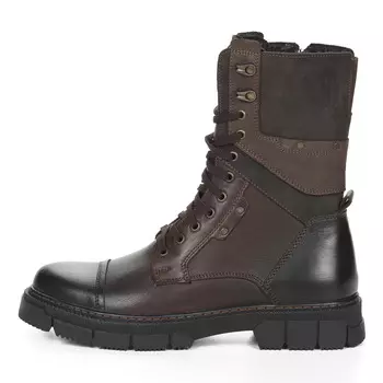 Коричневые утепленные ботинки из кожи