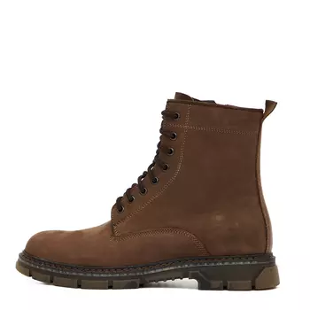 Коричневые утепленные ботинки из кожи