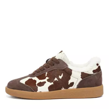 Коричневые утепленные кеды из кожи