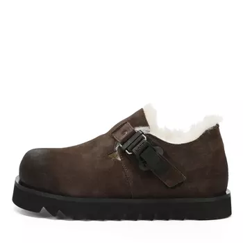 Коричневые утепленные полуботинки из бархатистого велюра