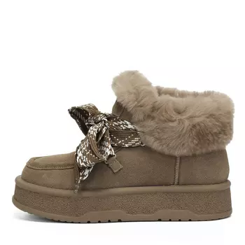 Коричневые зимние ботинки из бархатистого велюра