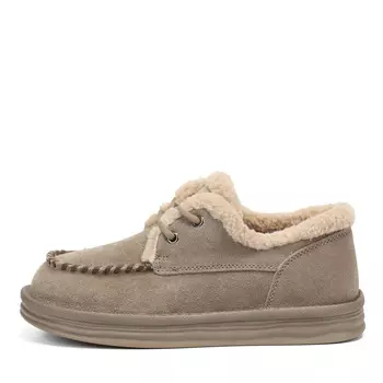 Коричневые зимние полуботинки из бархатистого велюра