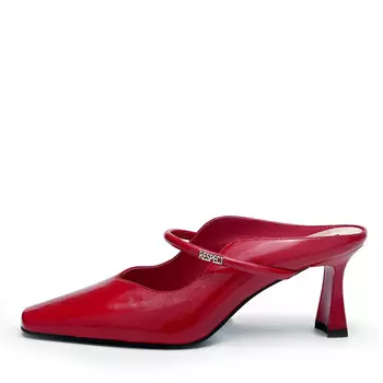 Красные мюли из лаковой кожи