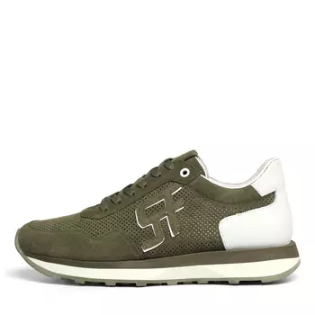 Кроссовки цвета хаки из бархатистого велюра