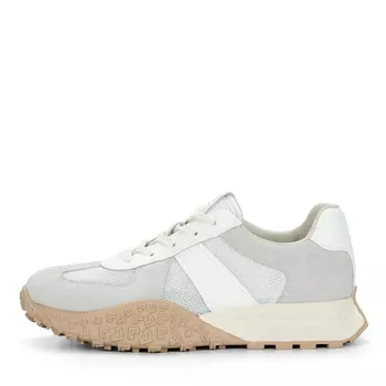 Кроссовки из кожи и текстиля рисового цвета