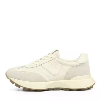 Кроссовки из кожи и текстиля рисового цвета