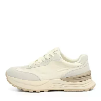 Кроссовки из кожи и текстиля рисового цвета