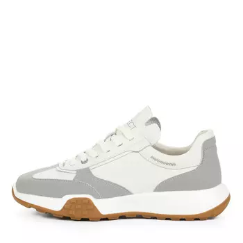 Кроссовки из кожи рисового цвета с серыми вставками