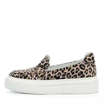 Лоферы из натурального велюра с принтом леопард