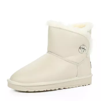 Молочные угги из кожи на подкладке из натуральной шерсти