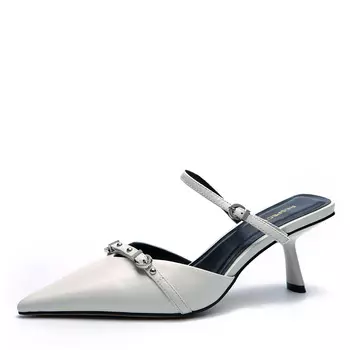 Мюли из гладкой кожи рисового цвета