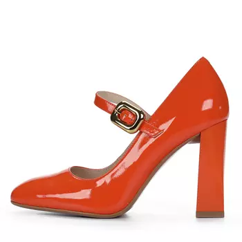 Оранжевые туфли лодочки из лаковой кожи