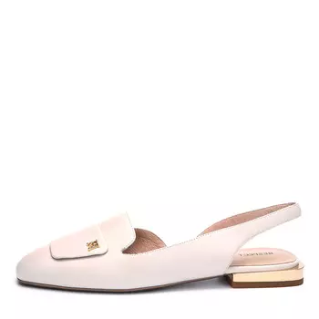 Открытые туфли из гладкой кожи рисового цвета