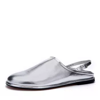 Открытые туфли сабо из кожи серебристого цвета