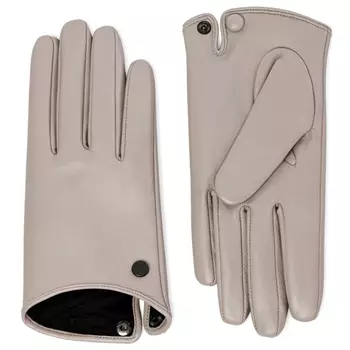 Перчатки женские кожаные серо-бежевые