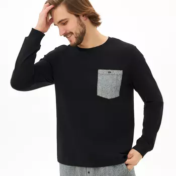 Пижама со штанами мужская, хлопковая, чёрно-серая