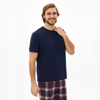 Пижама со штанами мужская, хлопковая, тёмно-синяя