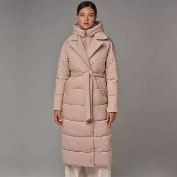 Пуховик женский двубортный бежевый