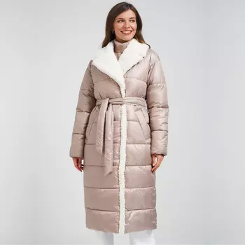 Пуховик женский двубортный тёмно-бежевый