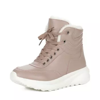 Розовые кеды из кожи на утолщенной подошве на подкладке из натуральной шерсти