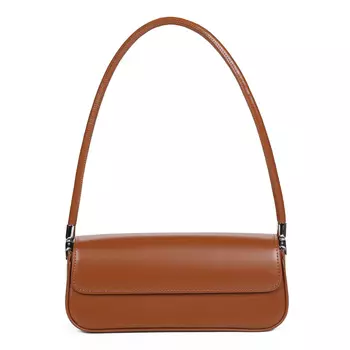 Рыжая сумка-багет из гладкой кожи