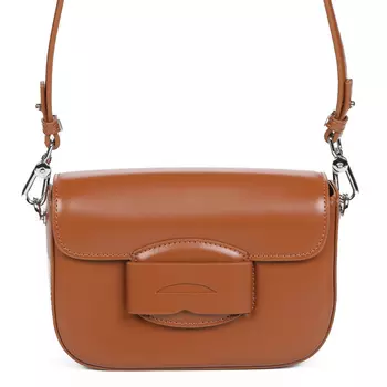 Рыжая сумка мессенджер из гладкой кожи