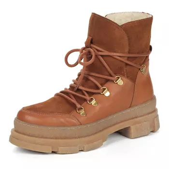 Рыжие ботинки хайкеры из комбинированных материалов