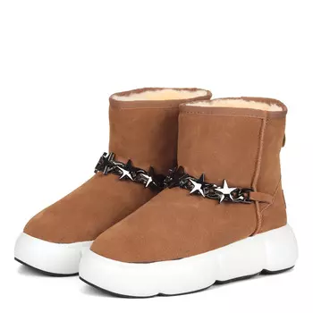 Рыжие угги из велюра на шерсти