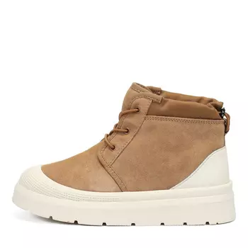 Рыжие угги из бархатистого велюра на шнурках