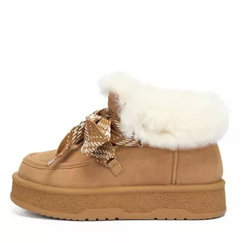 Рыжие зимние ботинки из бархатистого велюра