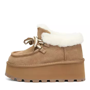 Рыжие зимние ботинки из бархатистого велюра