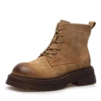 Рыжие зимние ботинки из бархатистого велюра