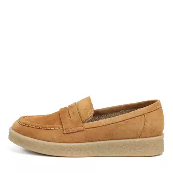 Рыжие зимние лоферы из натурального велюра