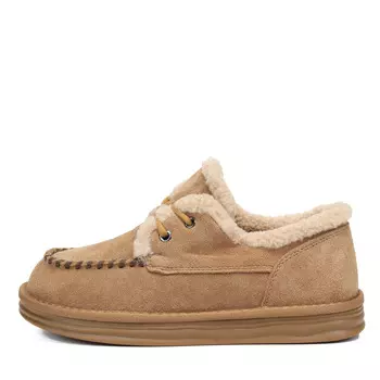 Рыжие зимние полуботинки из бархатистого велюра