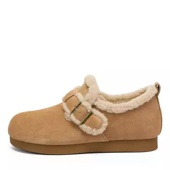 Рыжие зимние полуботинки угги из бархатистого велюра