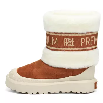 Рыжие зимние полусапоги из бархатистого велюра