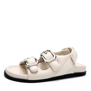 Сандалии из гладкой кожи рисового цвета