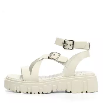 Сандалии из кожи рисового цвета