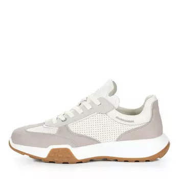 Серо-белые кроссовки из кожи