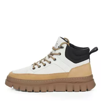 Серо-бежевые утепленные кеды из ворсовой кожи