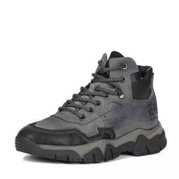 Серо черные кроссовки из нубука на подкладке из натуральной шерсти на утолщенной подошве