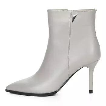 Серые ботильоны из гладкой кожи