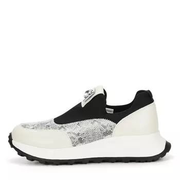 Серые кроссовки из кожи и стрейча