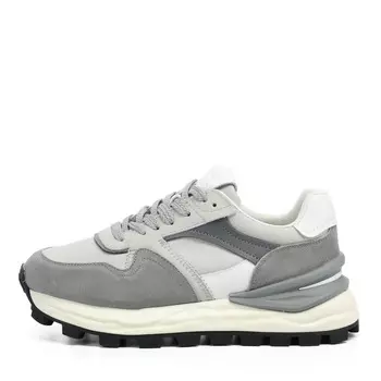Серые кроссовки из кожи и текстиля