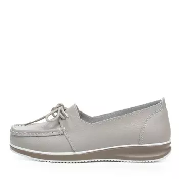 Серые мокасины топсайдеры из кожи