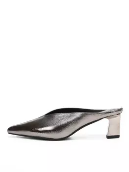 Серые мюли из гладкой кожи