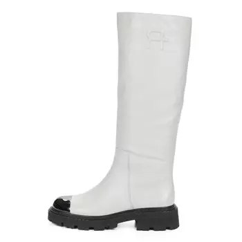 Серые сапоги из гладкой кожи